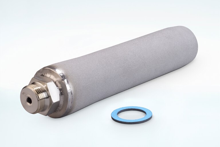 Schrägansicht liegender Vorfilter SP2000/V20 und PTFE-Klemmring