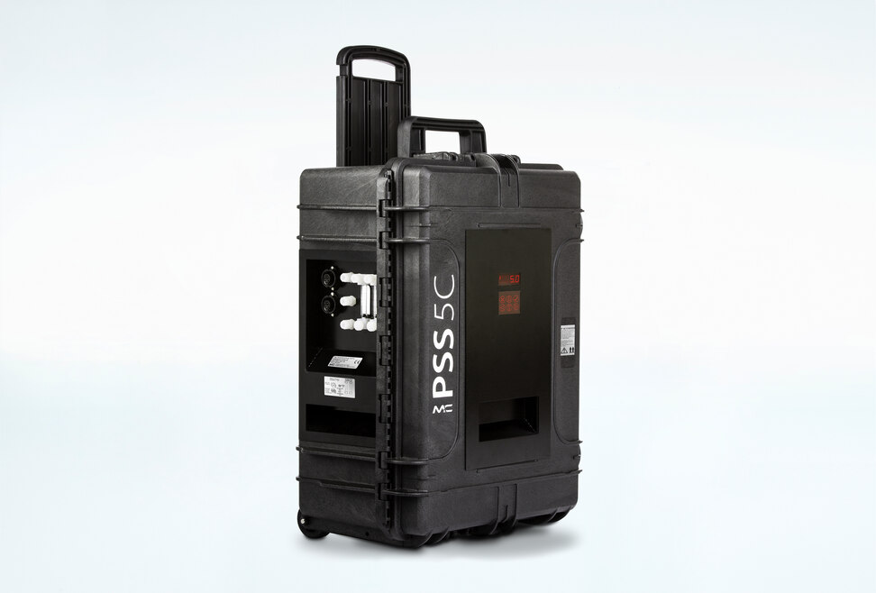 Portable Gas Conditioning System PSS5C Oblique view of Portable Gas Conditioning System PSS5C inside an impact-resistant case
